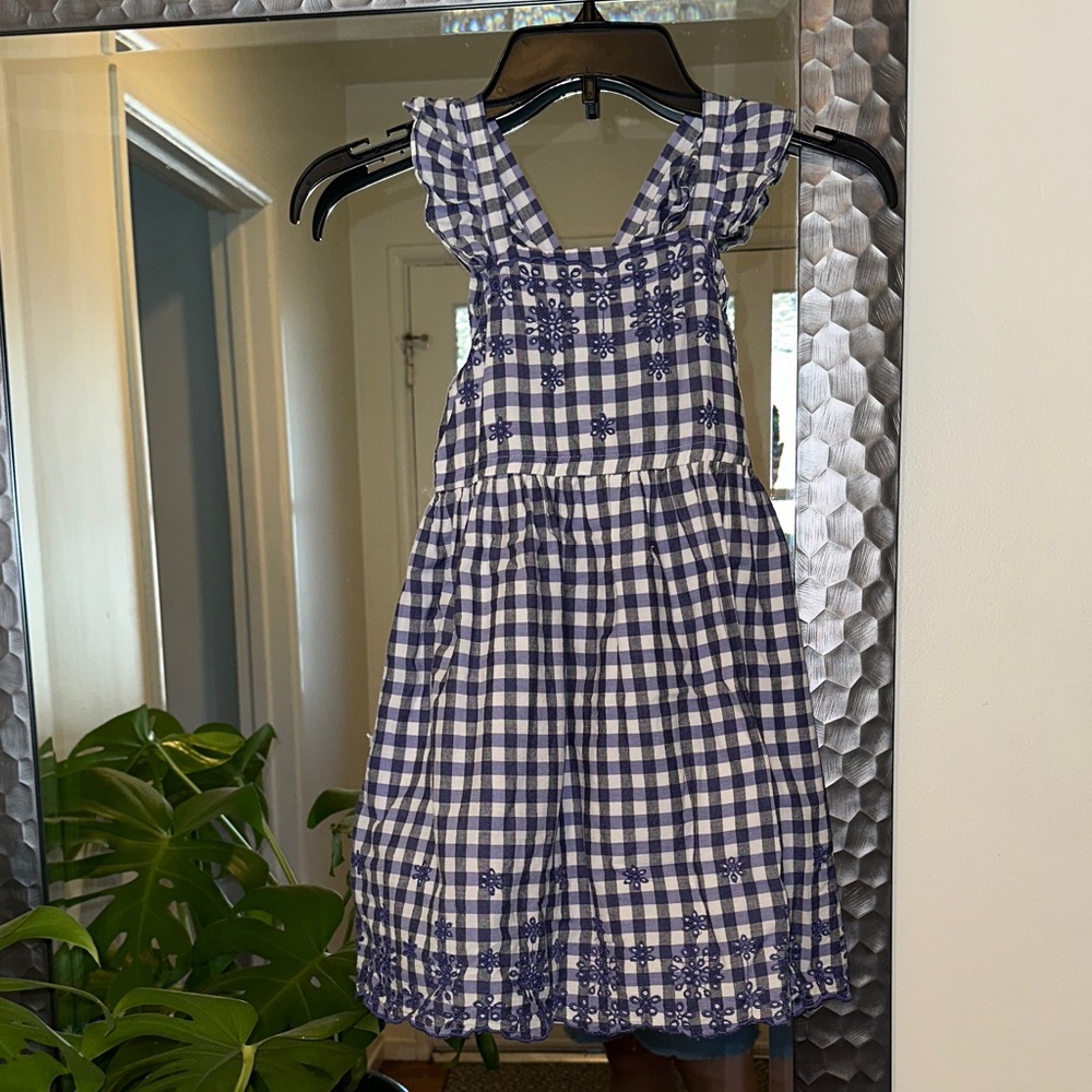 Cat & Jack Navy and White Gingham Dress
